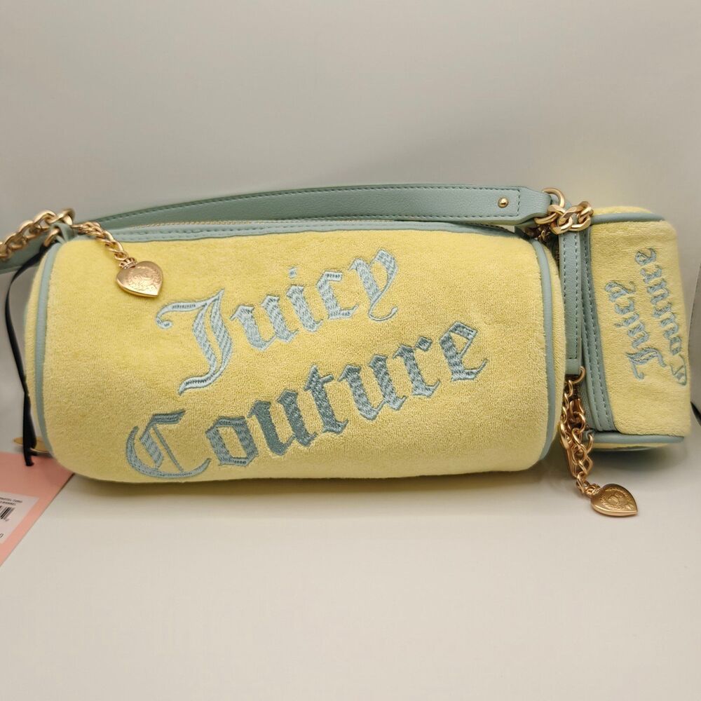 Juicy Couture Choose Juicy II Barrel Bag Set Yellow Pear/Pastel Turq New